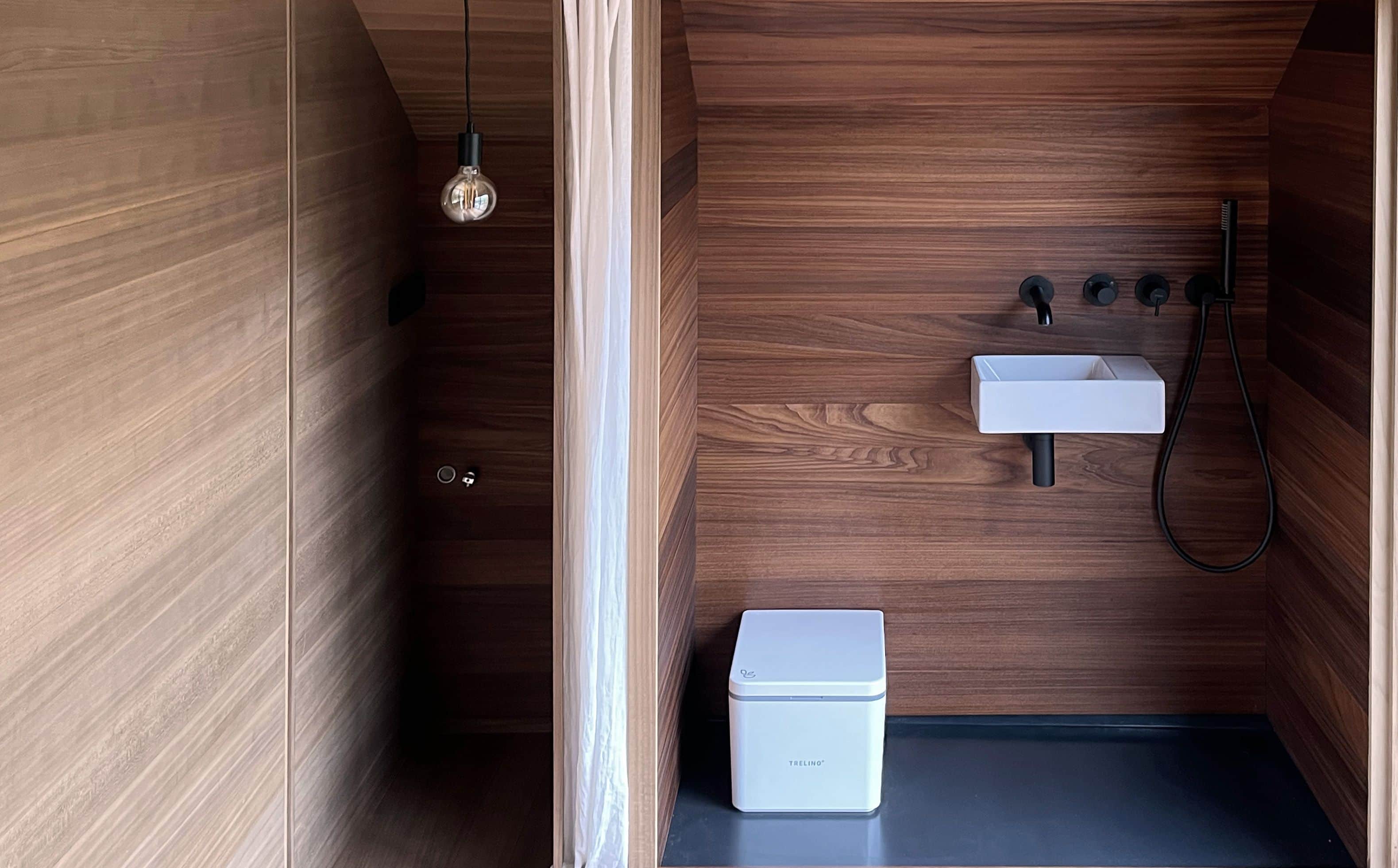 Modern, craft solutions, ecological wooden house from natural thermo-wood, resistant to fungi and mold.